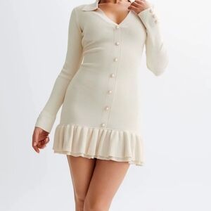 SundayUp Cream Long Sleeve Dress